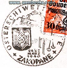 Nazi eagle and swastika postal cancelation