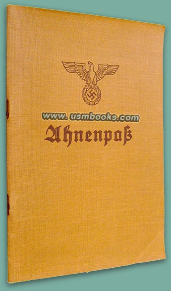 AHNENPASS aryan lineage in Nazi Germany