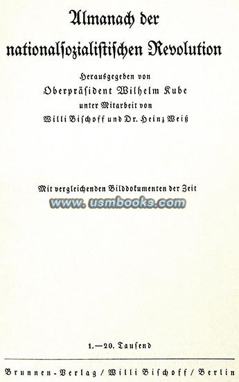 Almanach der nationalsozialistischen Revolution, Brunnen-Verlag Willi Bischoff Berlin, 1934 