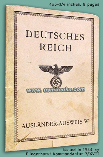 Deutsches Reich Auslaender-Ausweis W