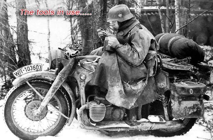 Wehrmacht motorcycle and soldier