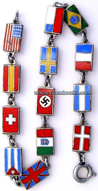 Nazi Olympics Souvenir Bracelet With Swastika Flag