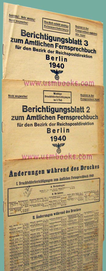 1940 Berlin phone book supplements