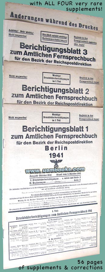 1941 Berlin phone book supplements