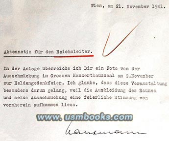 Baldur von Schirach memo 1941