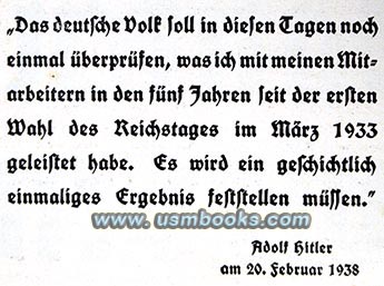 February 1938 Adolf Hitler quotation about increased prosperity in Nazi Germany