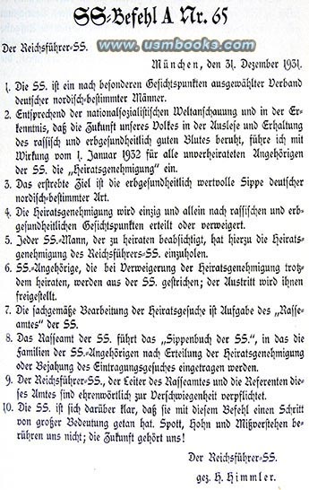 SS-Befehl A Nr. 65, SS Verlobungs- undHeiratsbefehl, SS Engagement and Marriage Order