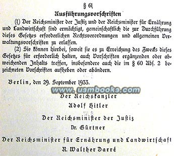 1933 Reichserbhofgesetz, Nazi Hereditary Farm Law