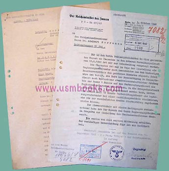 1942 Nazi correspondence file about a Police promotion