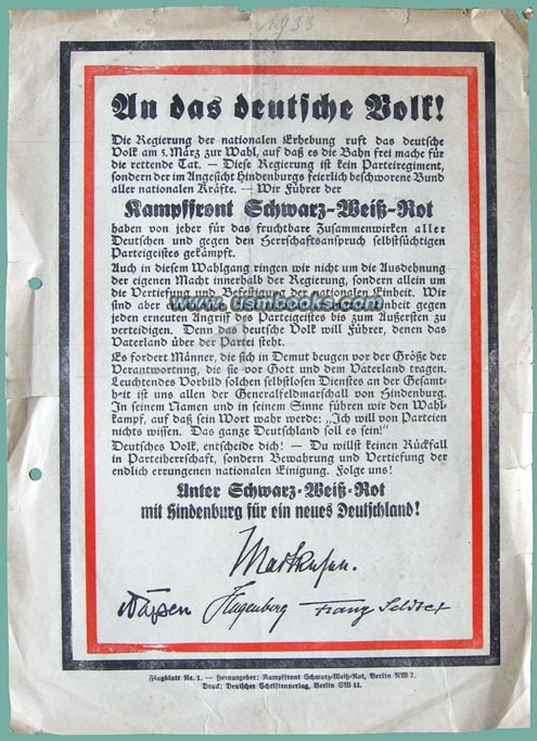 1933 Nazi election leaflets