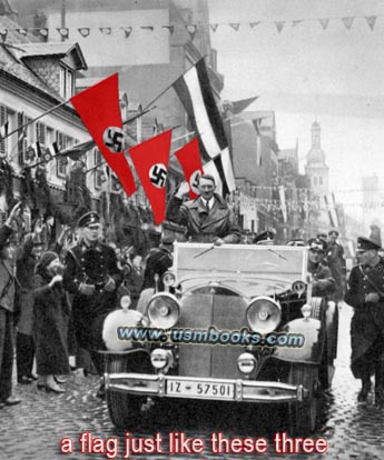 Hitler, Mercedes-Benz and swastika flags
