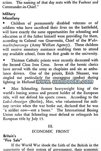 Nazi welfare, Max Schmeling, Nazi Iron Cross