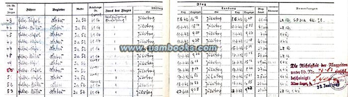 Ju 52 flights while stationed at Jüterbog 