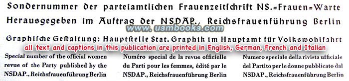 Sondernummer der parteiamtlichen Frauenzeitschrift NS- Frauen-Warte