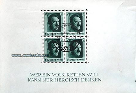1937 Hitler Briefmarken-Gedenkblock