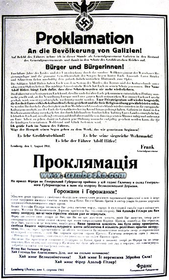 Nazi proclamation Galicia, German Galzien