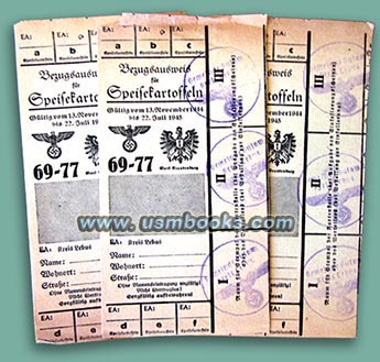 Nazi ration coupons for potatoes issued at Wehrgutsbezirk Zehrensdorf