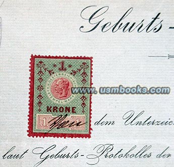 1911 Geburts-Zeugnis Wien