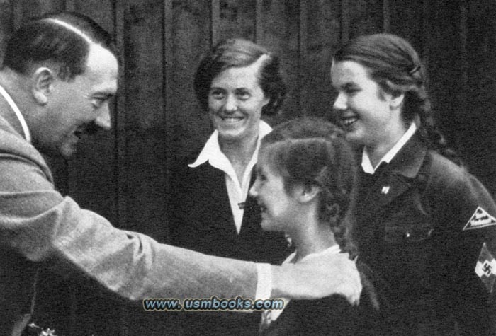 BdM girls with Adolf Hitler