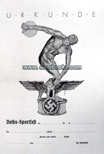 Nazi Sport Urkunde, Nazi Sport Award