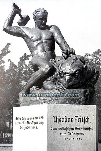 Der Hoheitstrger March 1938, Theodor Fritsch monument with anti-Jewish slogan