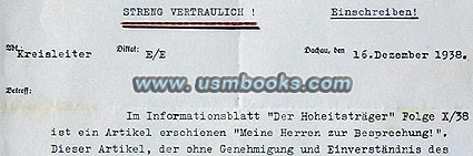 Confidential Nazi letter