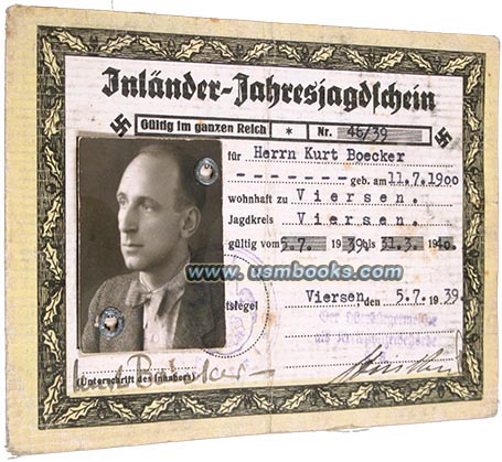 Third Reich German Domestic Hunting License