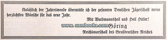 Hermann Goering Christmas message 1942, Waidmannsheil und heil Hitler!