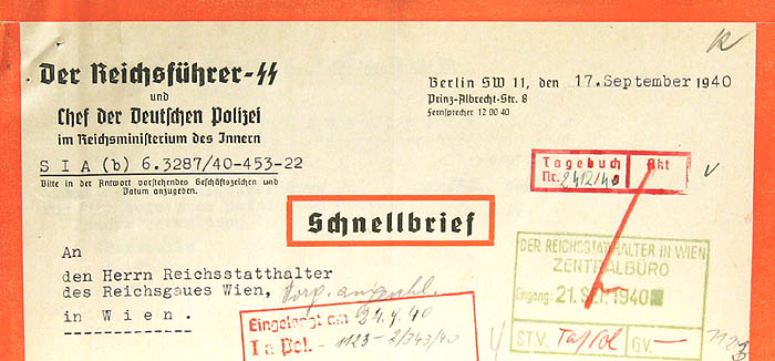 Reichsführer-SS und Chef der Deutschen Polizei Schnellbrief