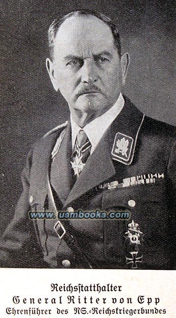 ReichsstatthalterGeneral Ritter von Epp, Honorary Fhrer of the NS-Reichskriegerbund