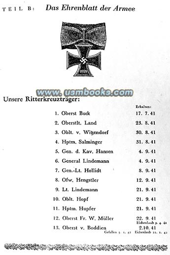 1941 Nazi Knights Cross medal winners