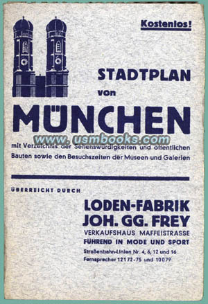 Nazi map of Munich sponsored by uniform manufacturer Loden-Frey