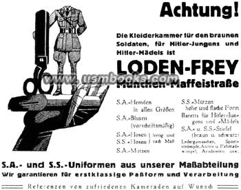 famous SA, SS, HJ and BdM uniform maker, Loden-Frey