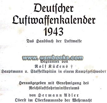 1943 Nazi Air Force pocket calendar or handbook