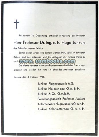 the death of Hugo Junkers