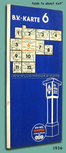ARAL OIL COMPANY color map of central Germany 1936