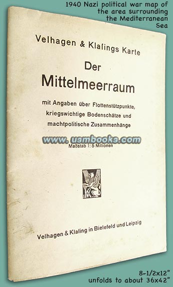 1940 Der Mittelmeerraum Velhagen & Klasing Karte
