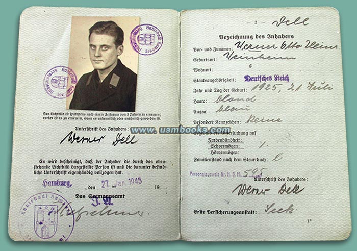 Kriegsmarine ID Matrose Werner Dell