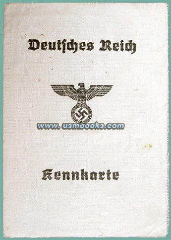 Deutsches Reich Kennkarte with Nazi eagle and swastika