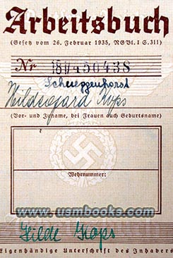 1941 Nazi employment record, Arbeitsbuch