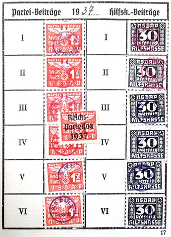 Reichsparteitag donation stamps 1937, 1938