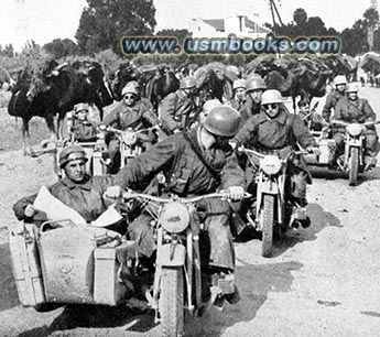 Nazi paratroopers on motorcycles in Tunesia