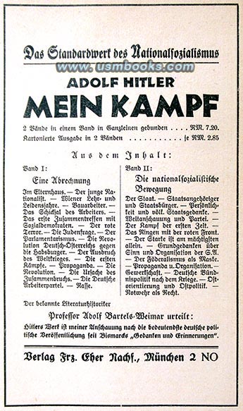 invoice for order of Mein Kampf books by Adolf Hitler
