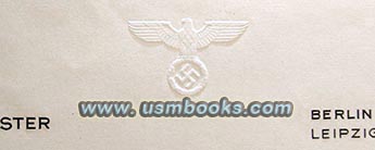 Nazi eagle and swastika embossed letterhead