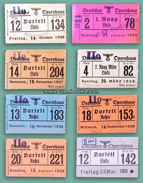Berlin Opera tickets 1936-1943