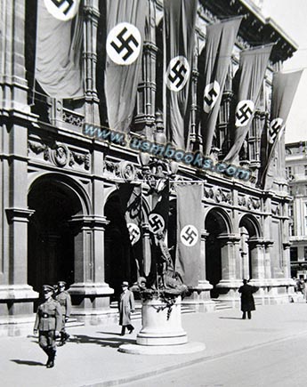 VIENNA OPERA WITH SWASTIKA BANNERS 1938