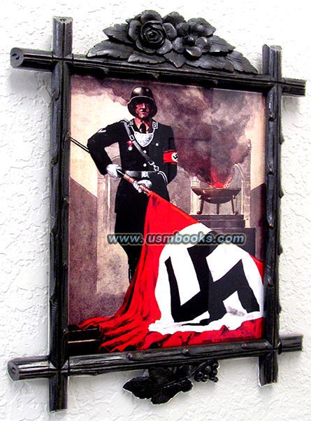 hand-carved Nazi picture frame with Blood Flag image