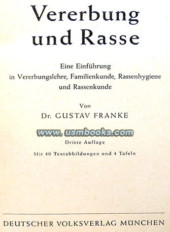 Nazi book on heredity and evolution, racial hygiene and ethnology