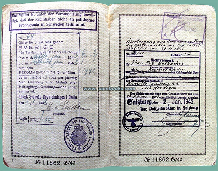 1942 Nazi visas, Berlin, Slazburg