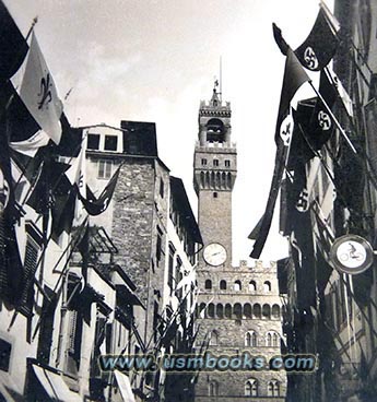 Nazi swastika banners in Florence 1938